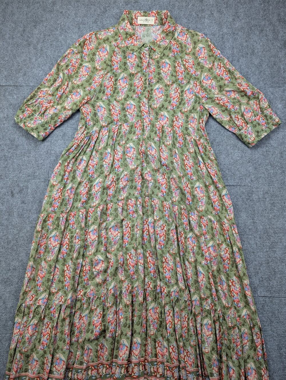 Natural Life Rebecca Midi Dress Womens Small Tiered Boho Cottage Floral Western